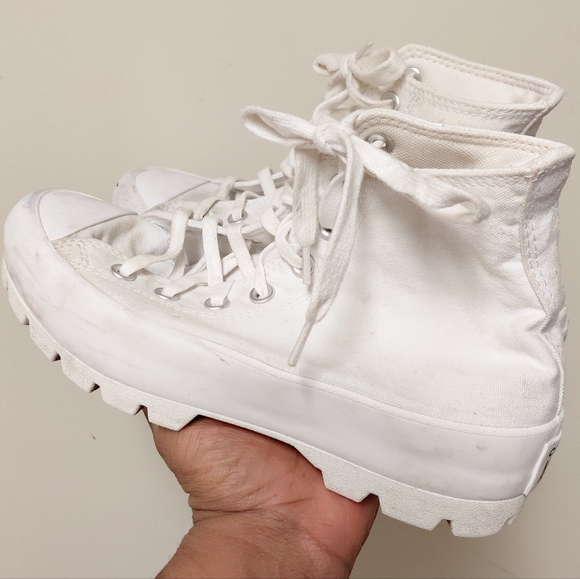 Converse Women's White Chunky Lugsole Hightop Laceup Sneakers Size 7.5 - Picture 7 of 11